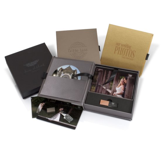 LUXE FABRIC COMBO ( USB + 4X6 PRINTS) BOX : Photo Packaging for