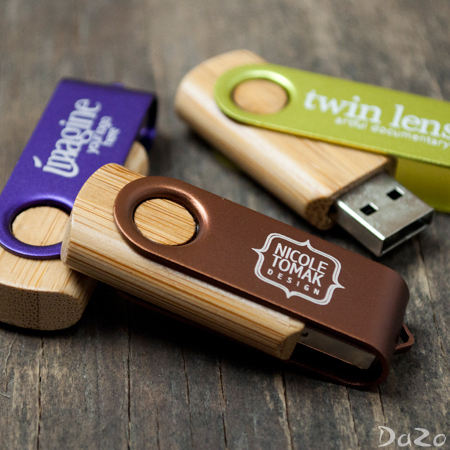USB BAMBOO SWIVEL (OTHER CLIP COLORS )